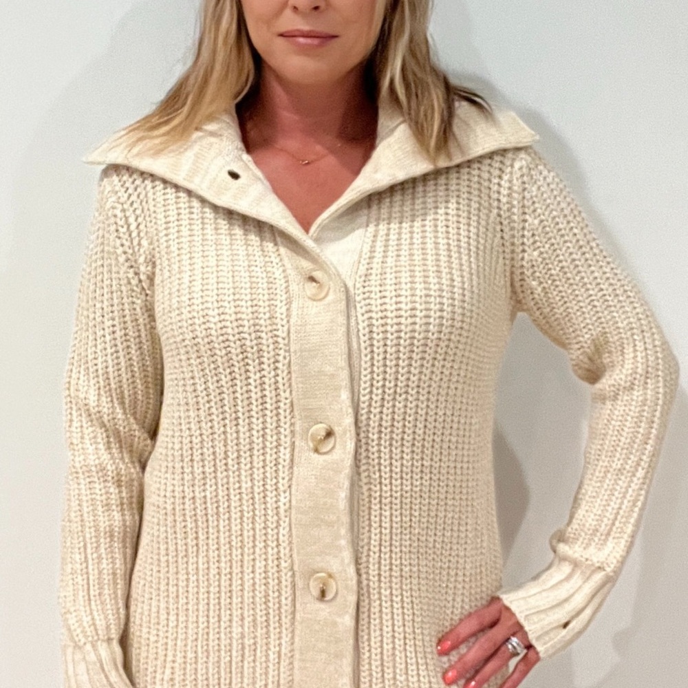Cream Button-Up Women's Sweater